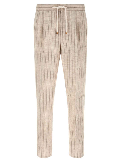 Beige Linen Casual Pants