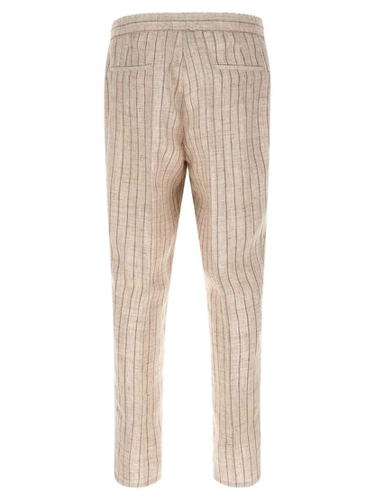Beige Linen Casual Pants