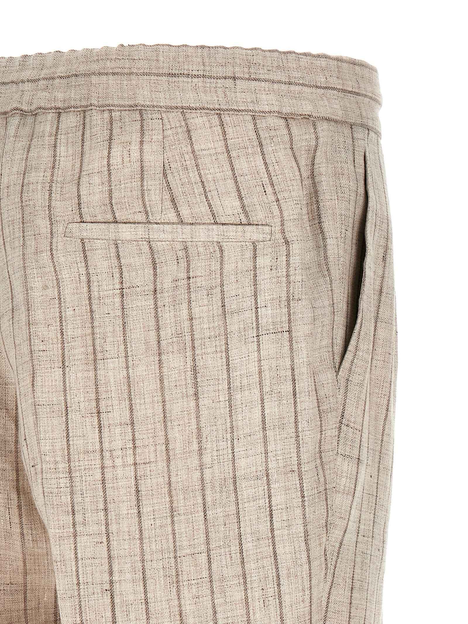 Beige Linen Casual Pants