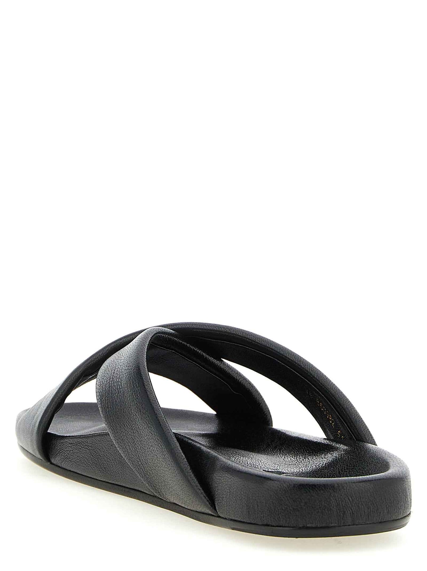 Black Lamb Leather Slides