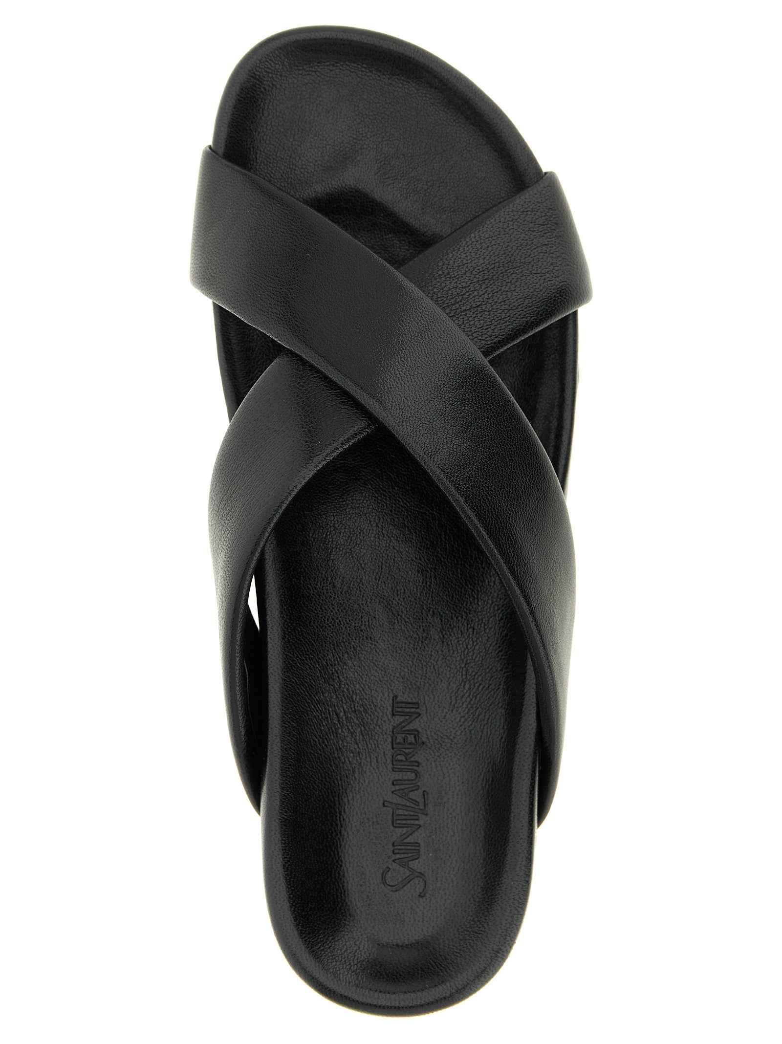 Black Lamb Leather Slides