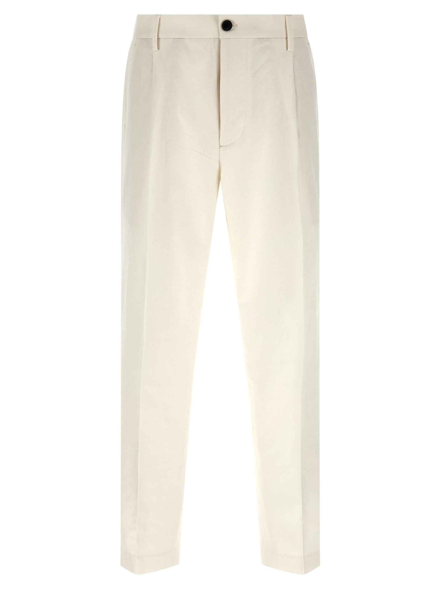 White Cotton Casual Pants