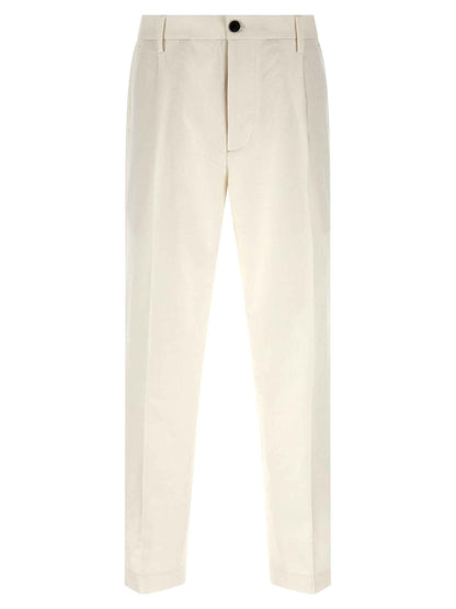 White Cotton Casual Pants