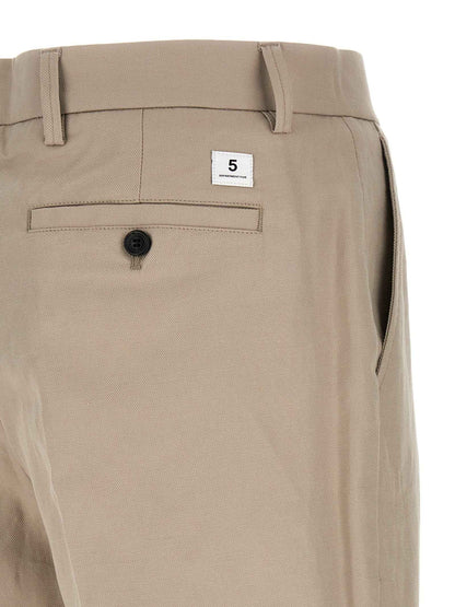 Beige Cotton Casual Pants