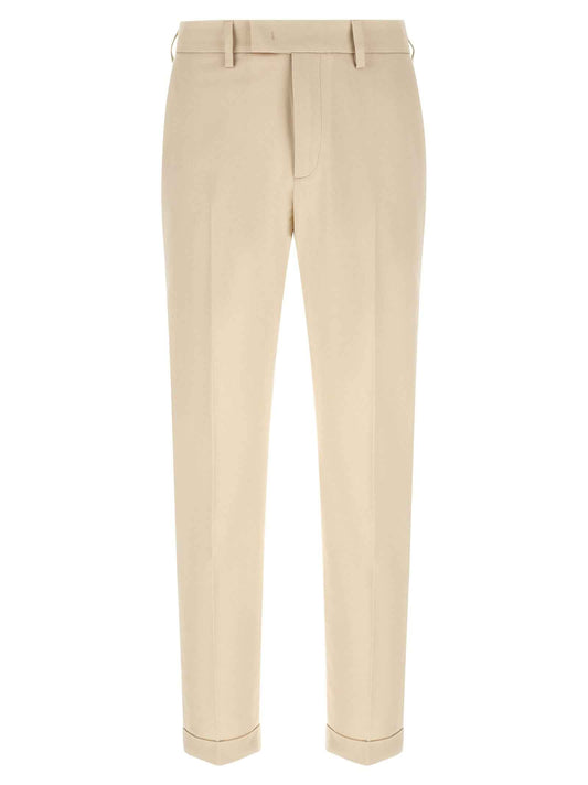 Beige Cotton Chino Pants