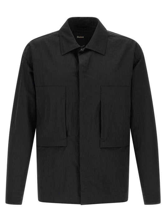 Black Polyamide Full-Length Jacket