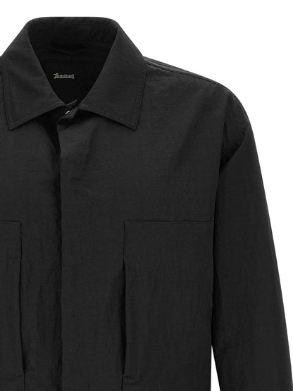 Black Polyamide Full-Length Jacket