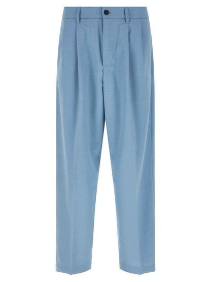 Blue Polyester Chino Pants