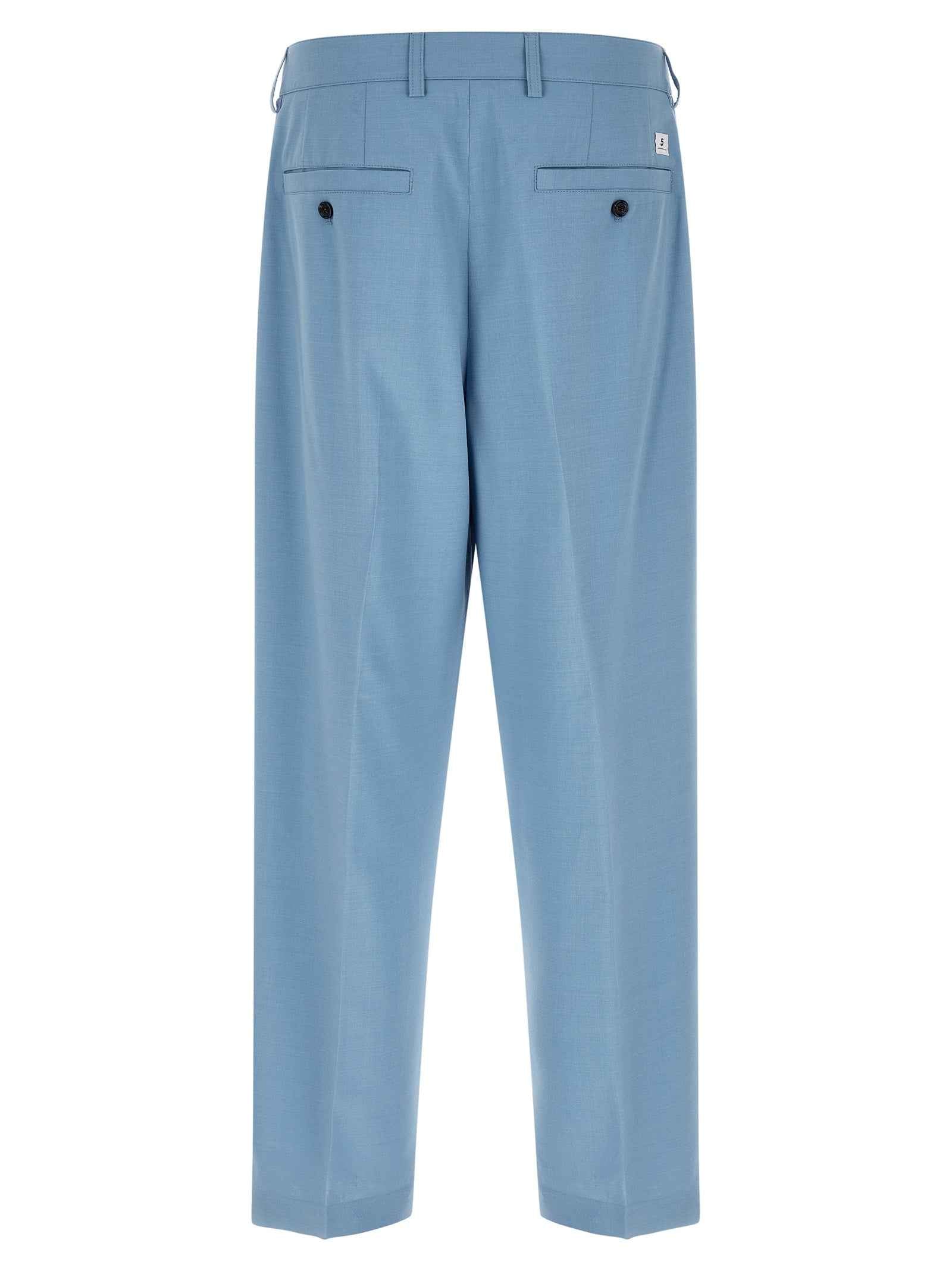 Blue Polyester Chino Pants