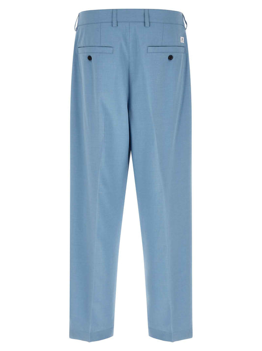 Blue Polyester Chino Pants