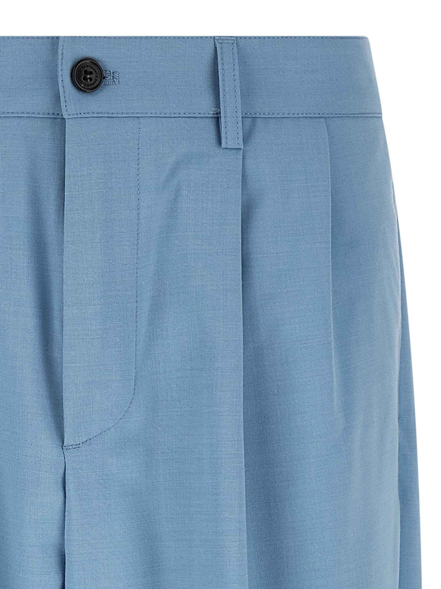 Blue Polyester Chino Pants