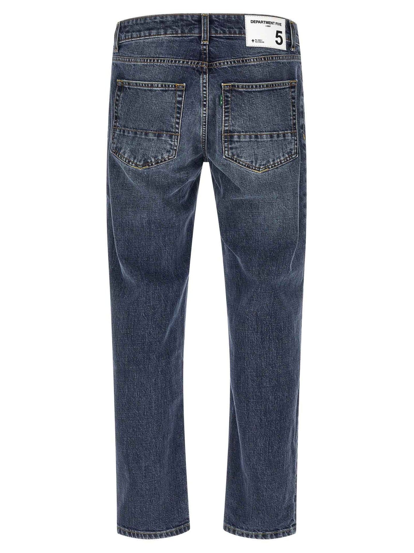 Blue Cotton Straight-Leg Jeans