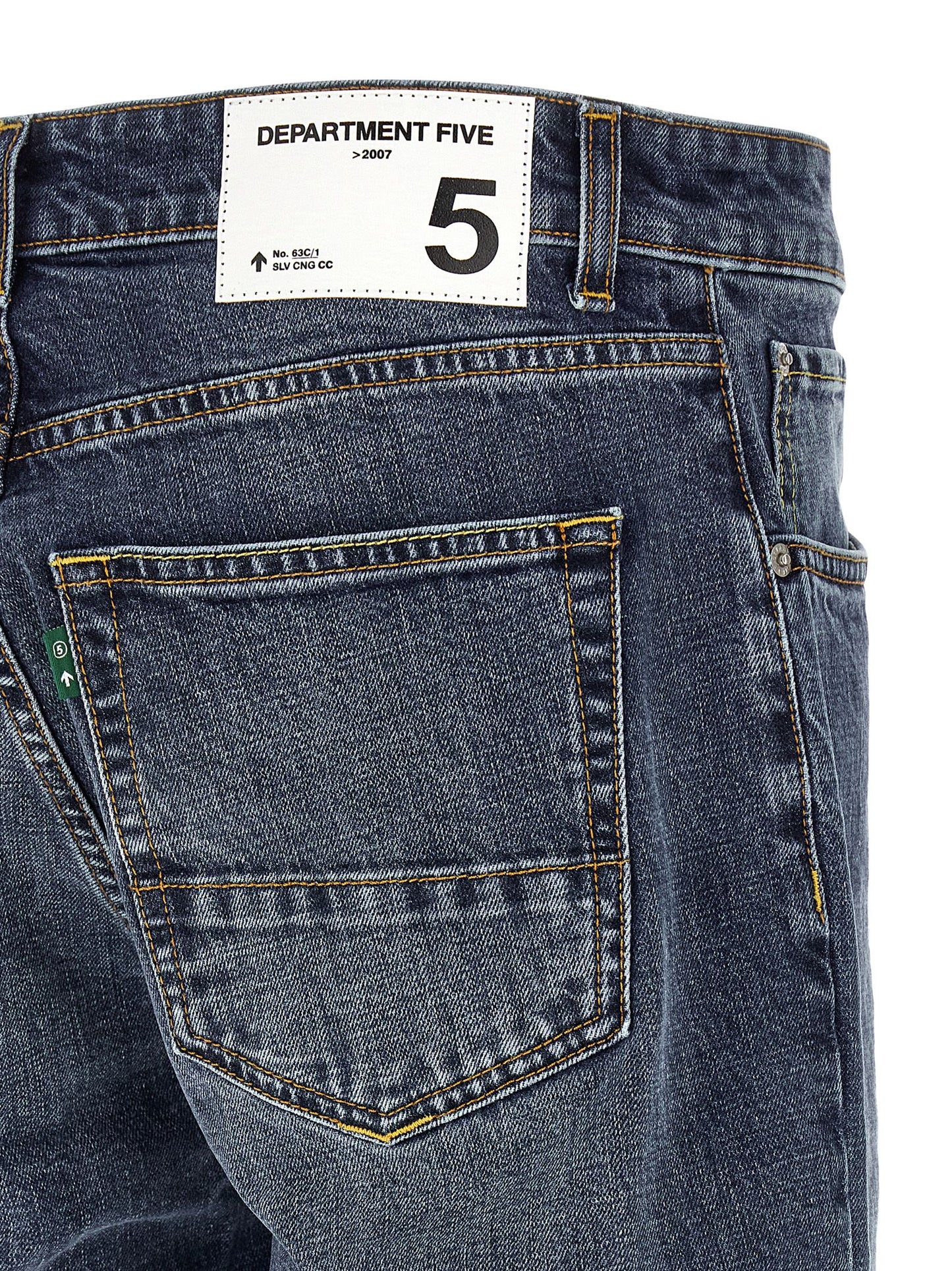 Blue Cotton Straight-Leg Jeans