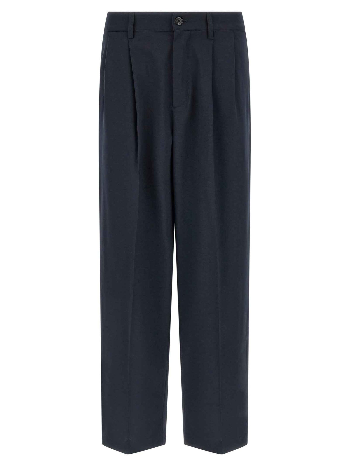 Blue Polyester Chino Pants