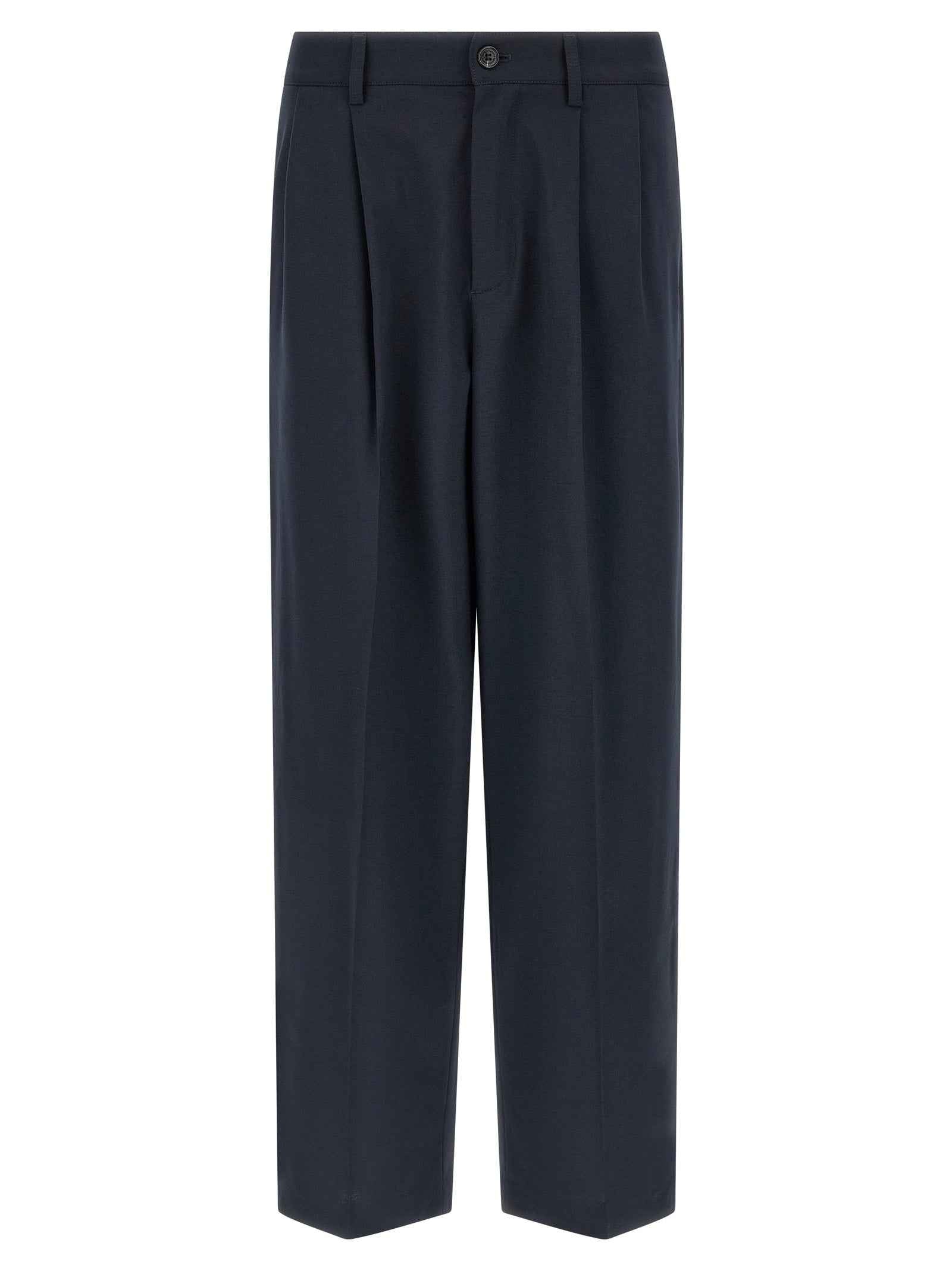 Blue Polyester Chino Pants