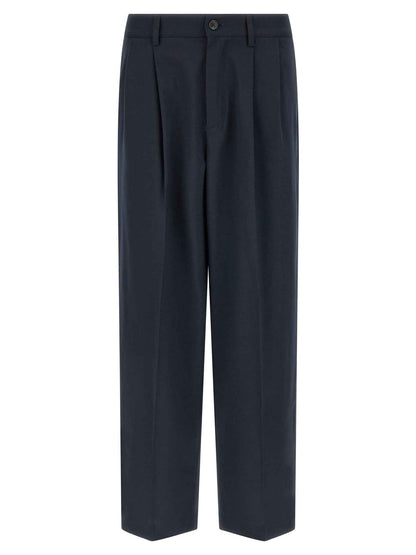 Blue Polyester Chino Pants