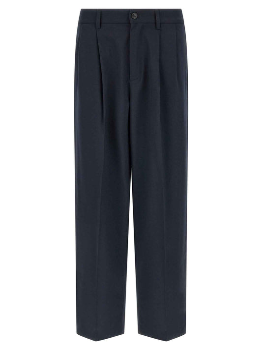Blue Polyester Chino Pants