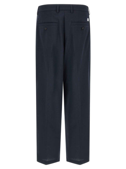 Blue Polyester Chino Pants