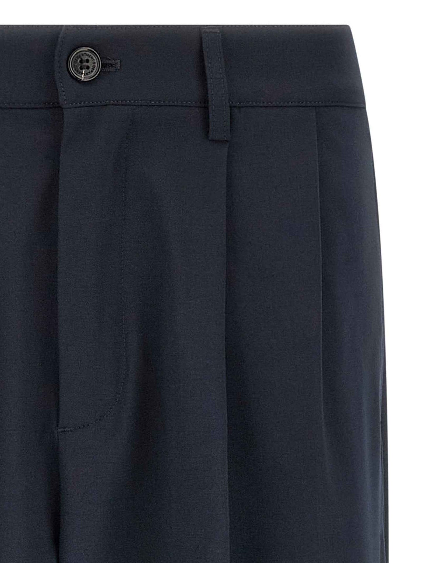 Blue Polyester Chino Pants