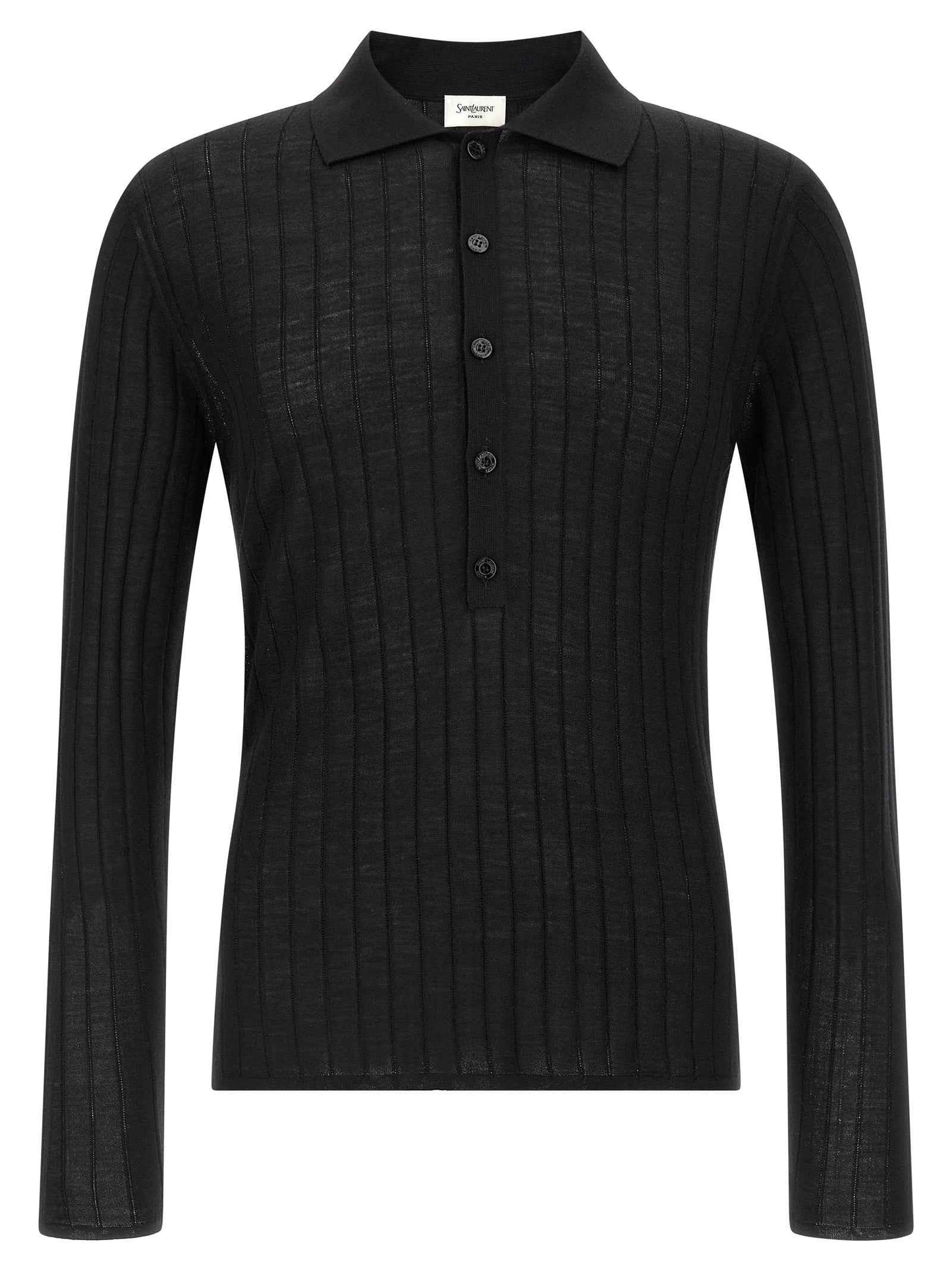 Black Wool Polo Shirt