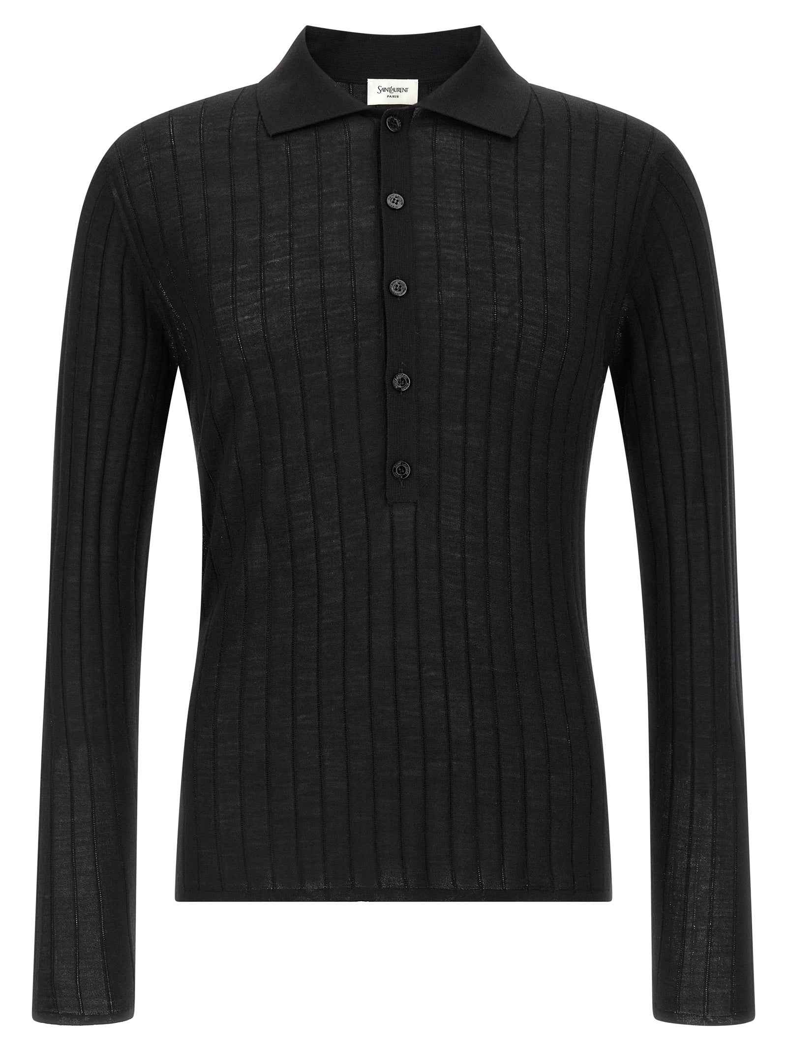 Black Wool Polo Shirt