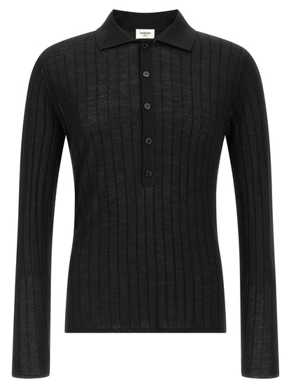 Black Wool Polo Shirt