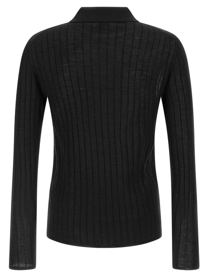 Black Wool Polo Shirt