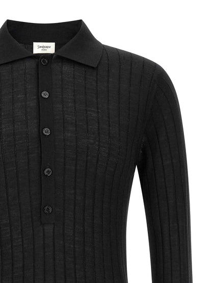 Black Wool Polo Shirt