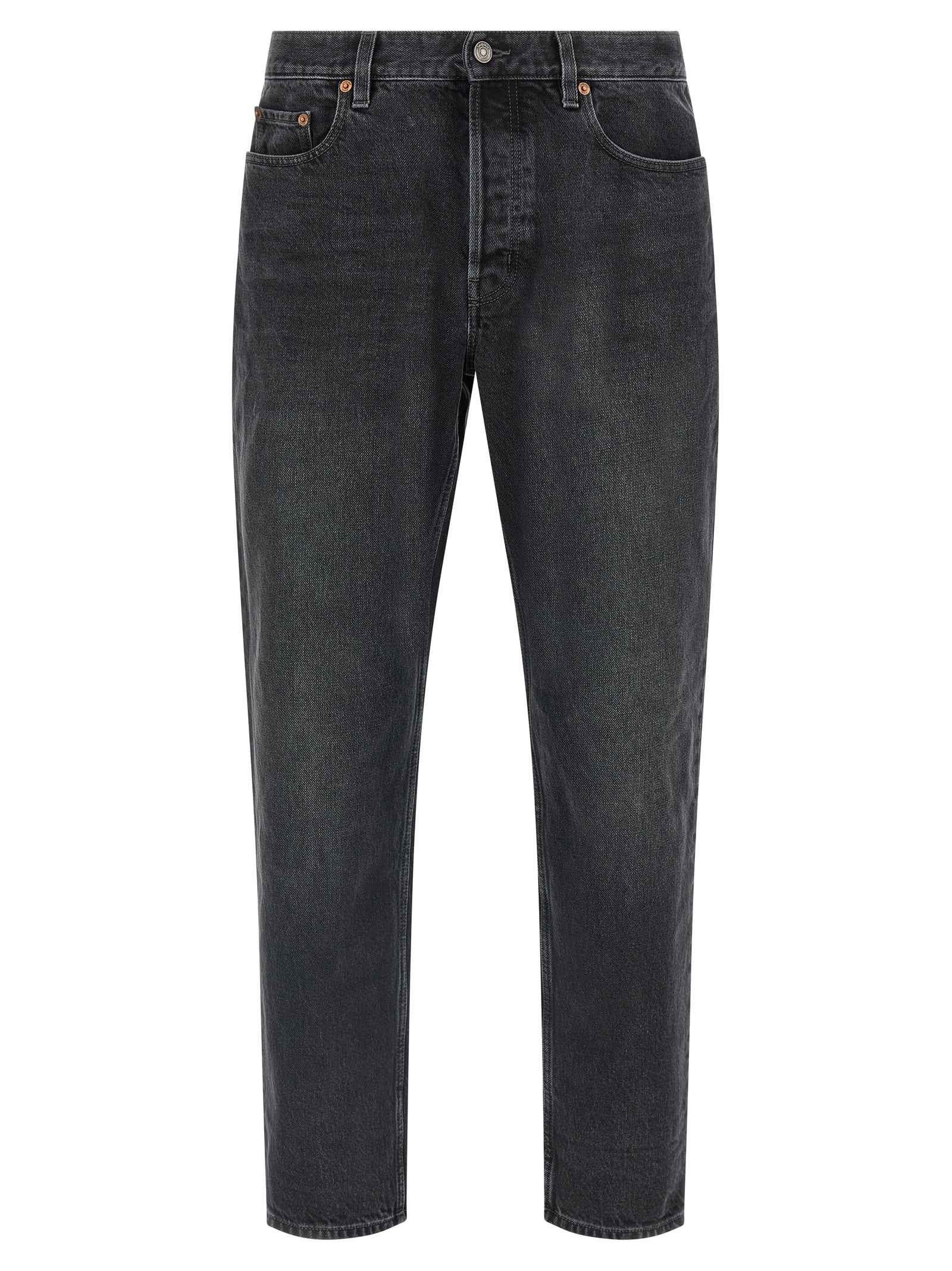 Black Cotton Straight-Leg Jeans