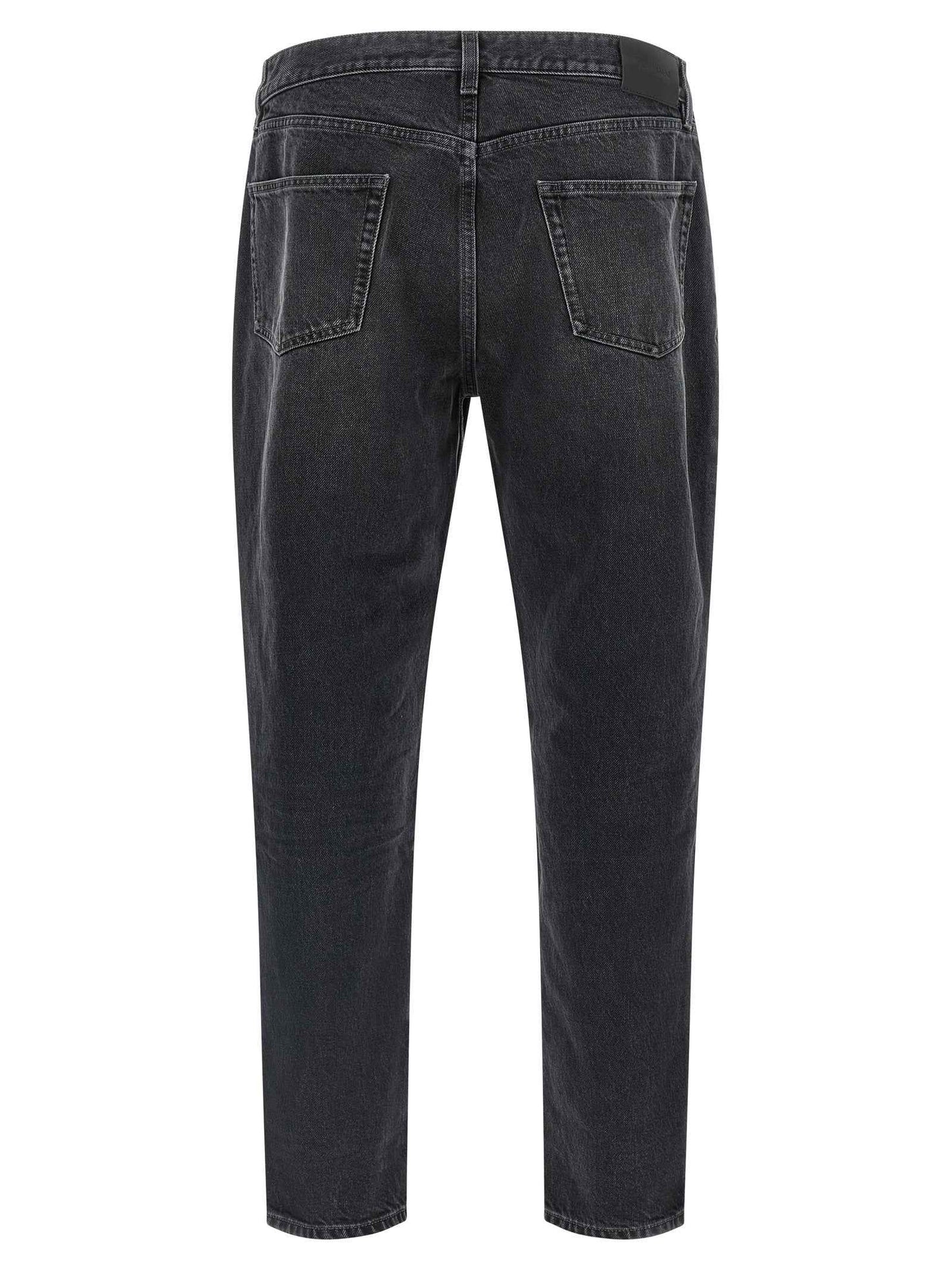 Black Cotton Straight-Leg Jeans