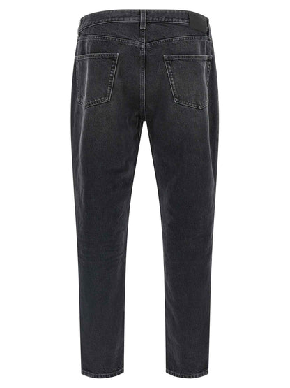 Black Cotton Straight-Leg Jeans