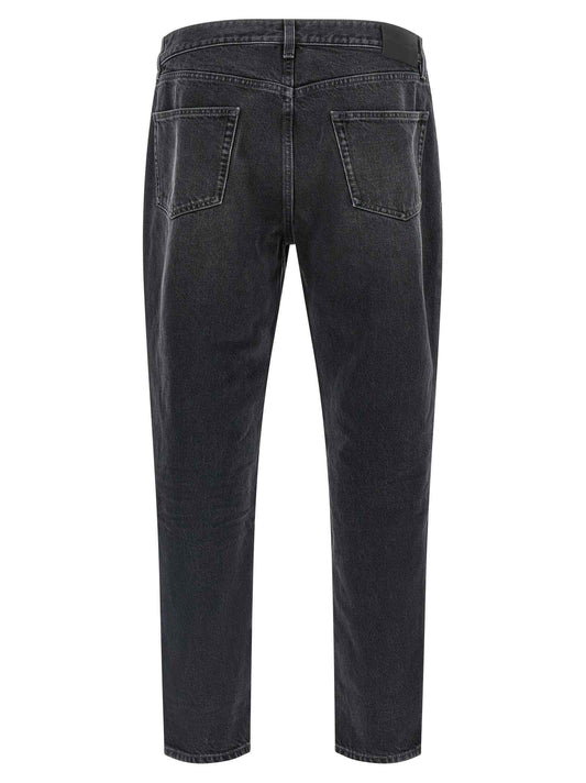 Black Cotton Straight-Leg Jeans