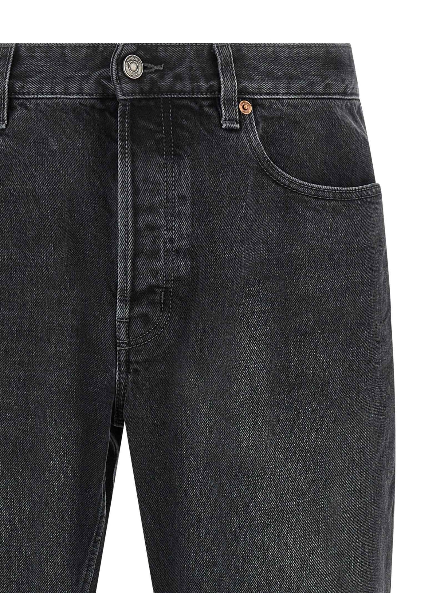 Black Cotton Straight-Leg Jeans