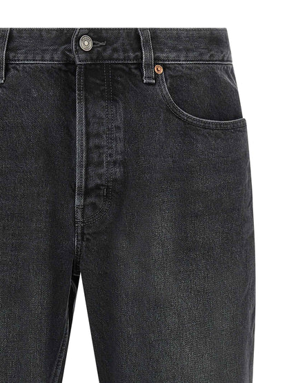 Black Cotton Straight-Leg Jeans