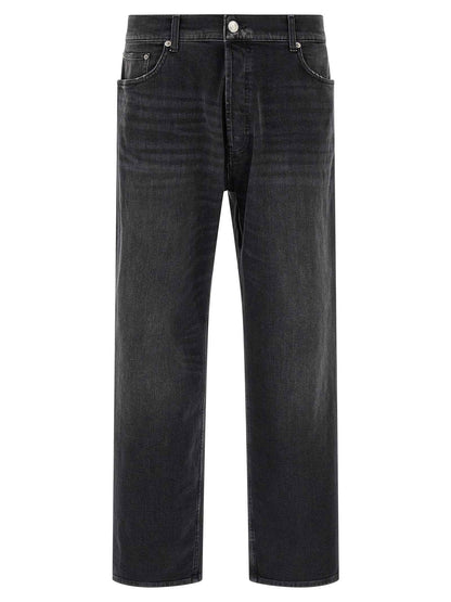 Black Cotton Cropped Jeans