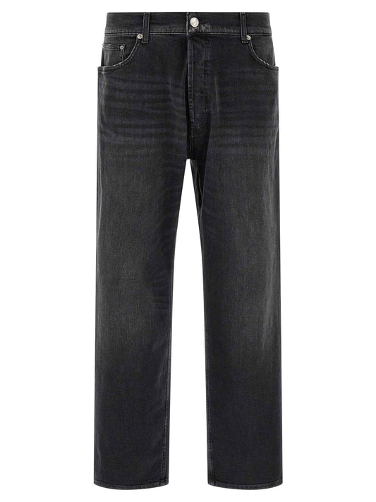 Black Cotton Cropped Jeans