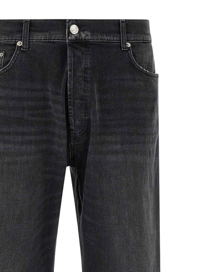Black Cotton Cropped Jeans