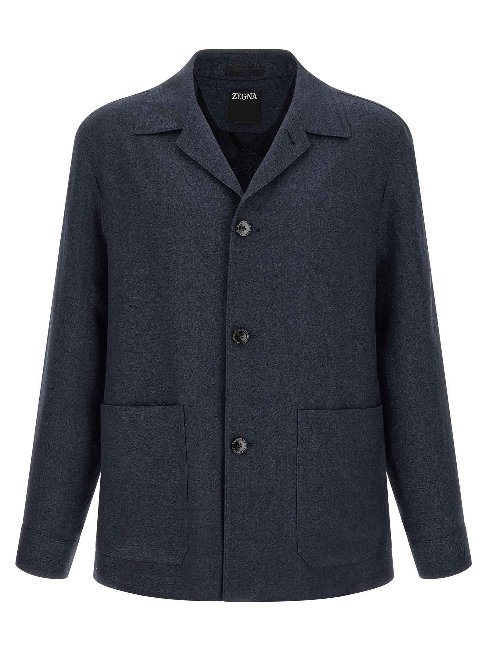 Blue Linen Full-Length Jacket