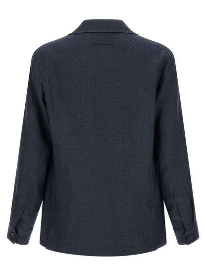 Blue Linen Full-Length Jacket