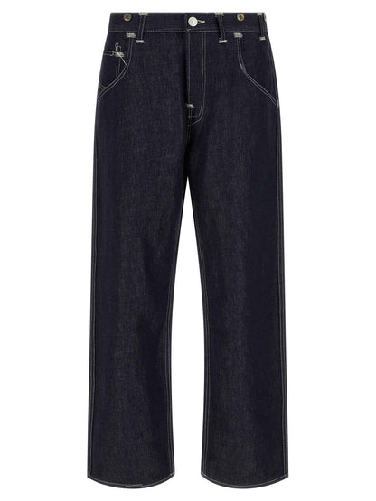 Blue Cotton Straight-Leg Jeans