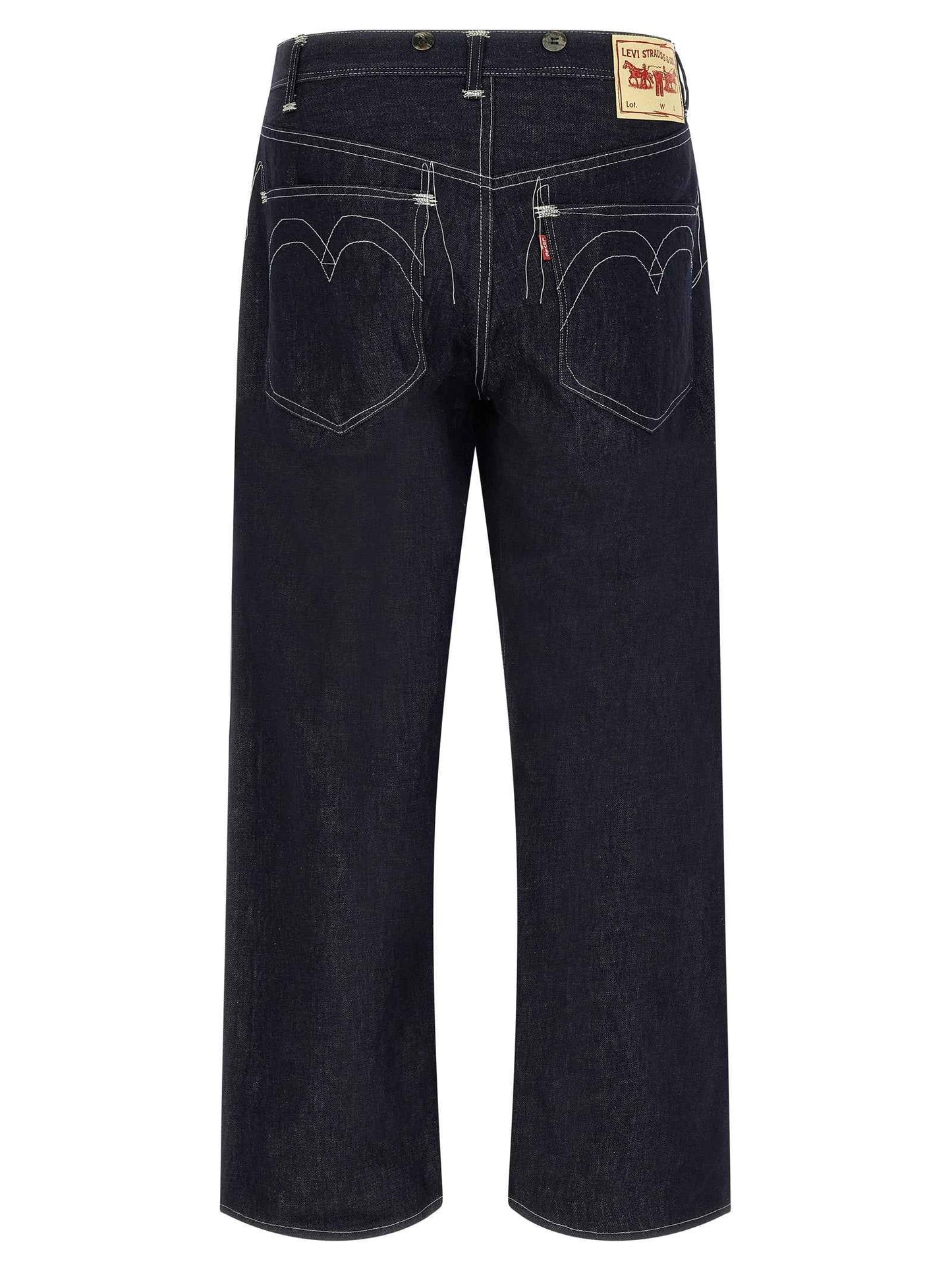 Blue Cotton Straight-Leg Jeans