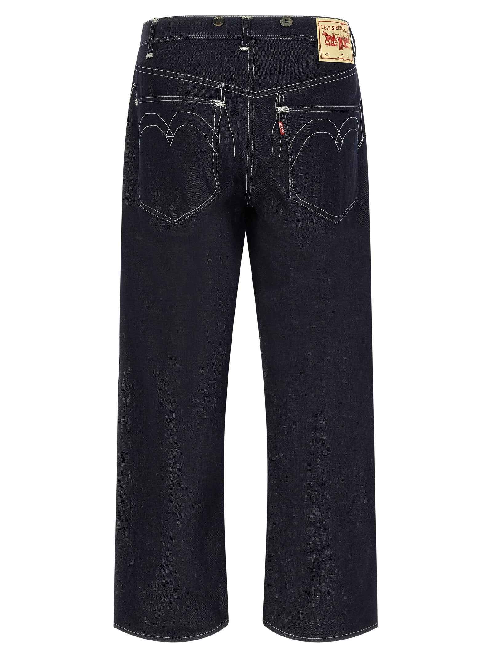 Blue Cotton Straight-Leg Jeans