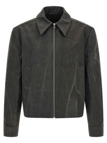 Gray Cotton Full-Length Jacket
