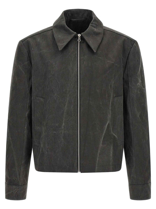 Gray Cotton Full-Length Jacket
