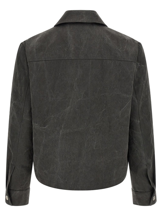 Gray Cotton Full-Length Jacket