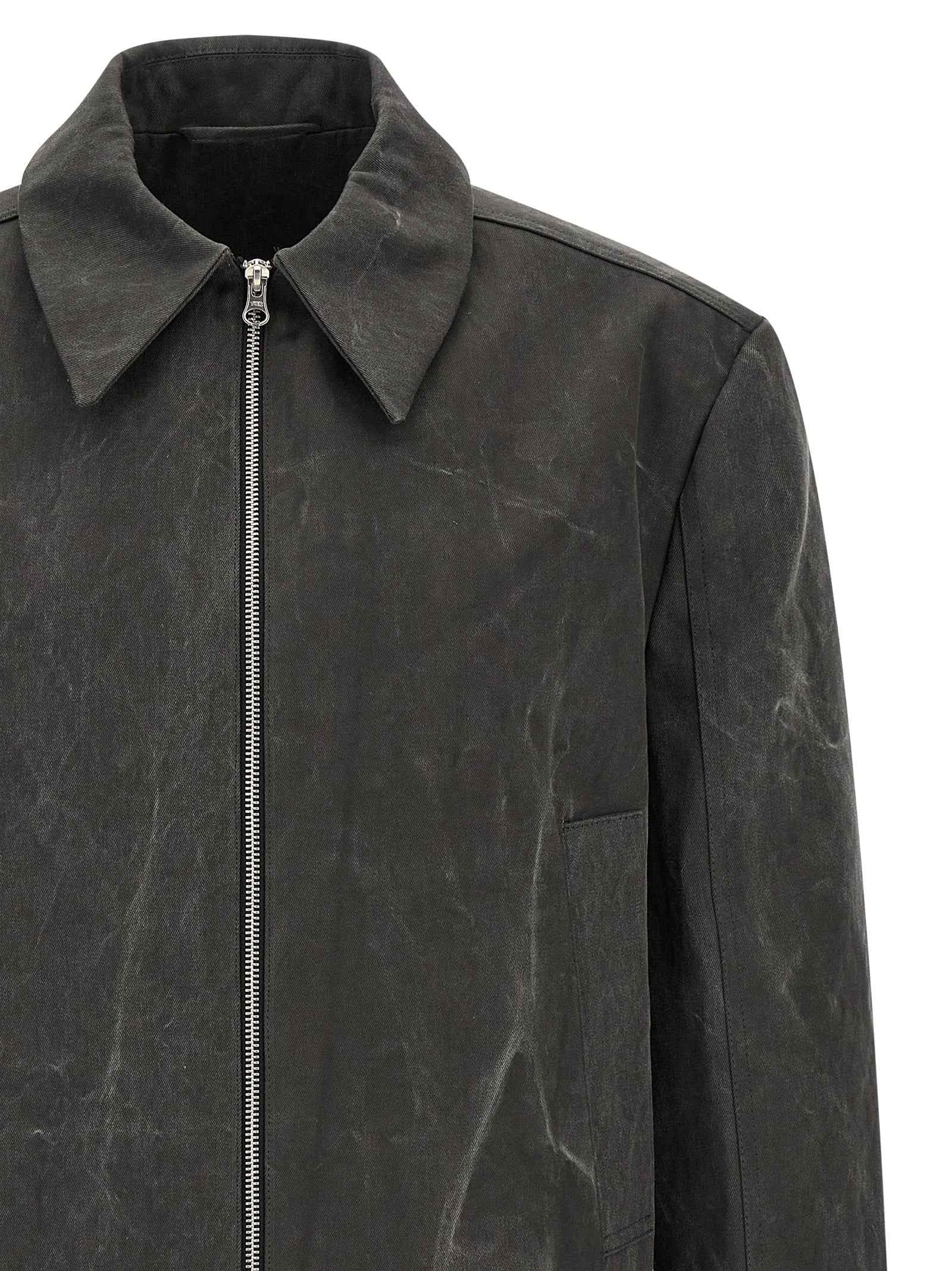 Gray Cotton Full-Length Jacket