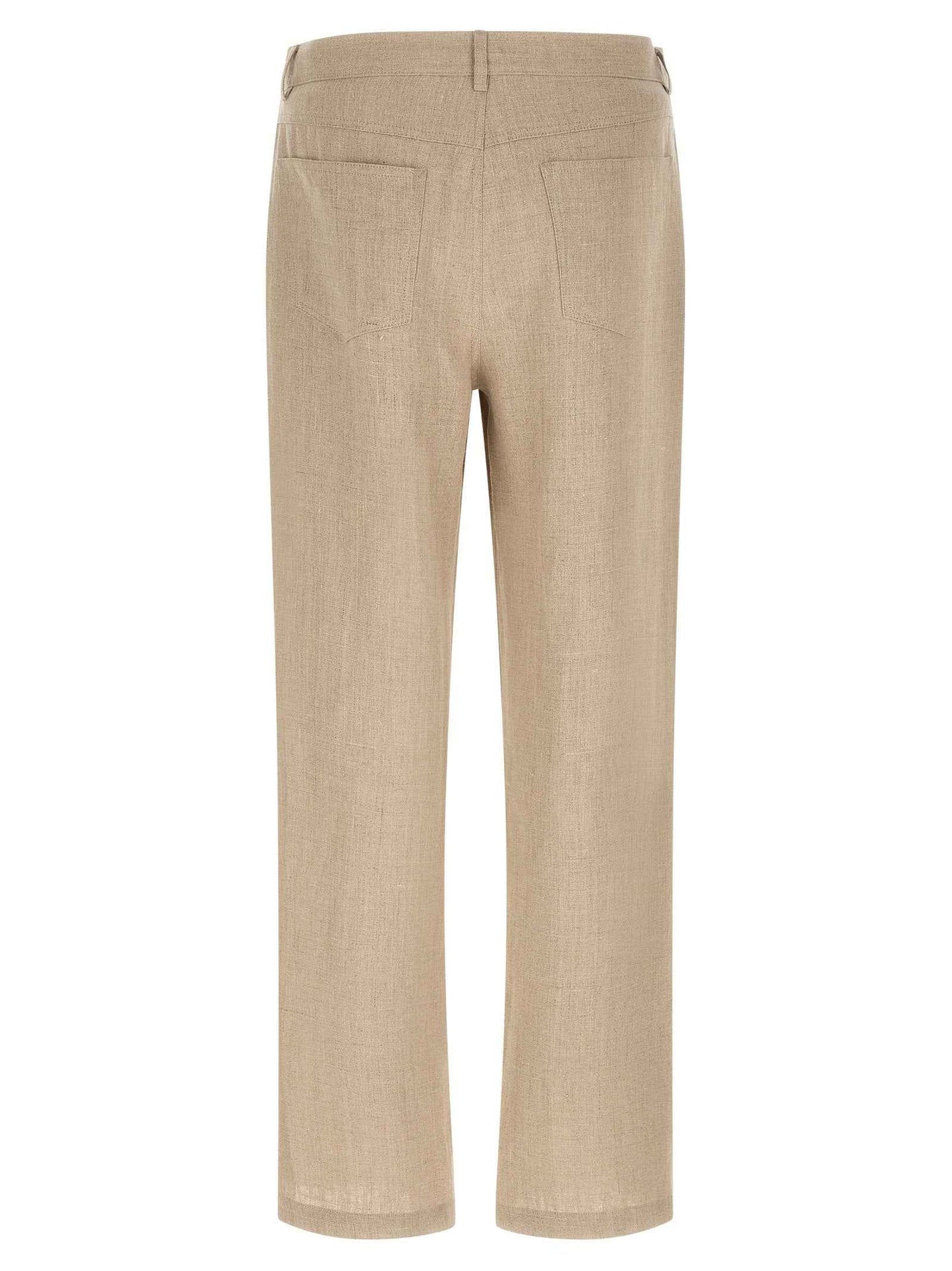 Beige Linen Casual Pants