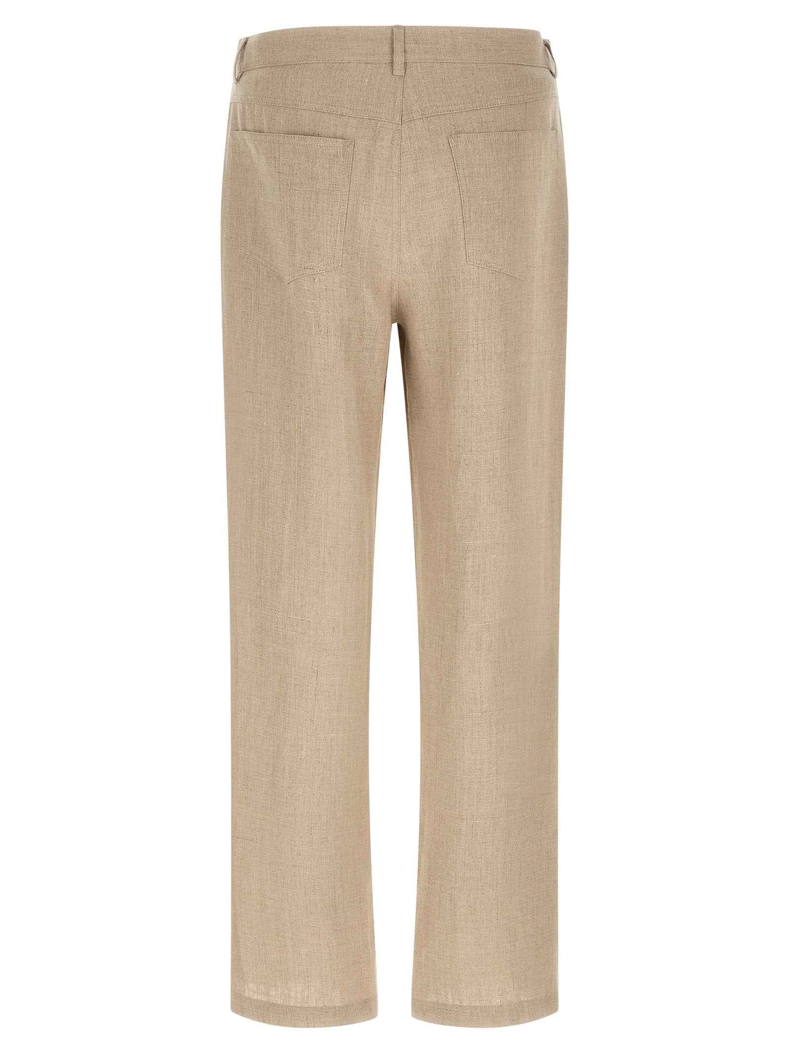 Beige Linen Casual Pants