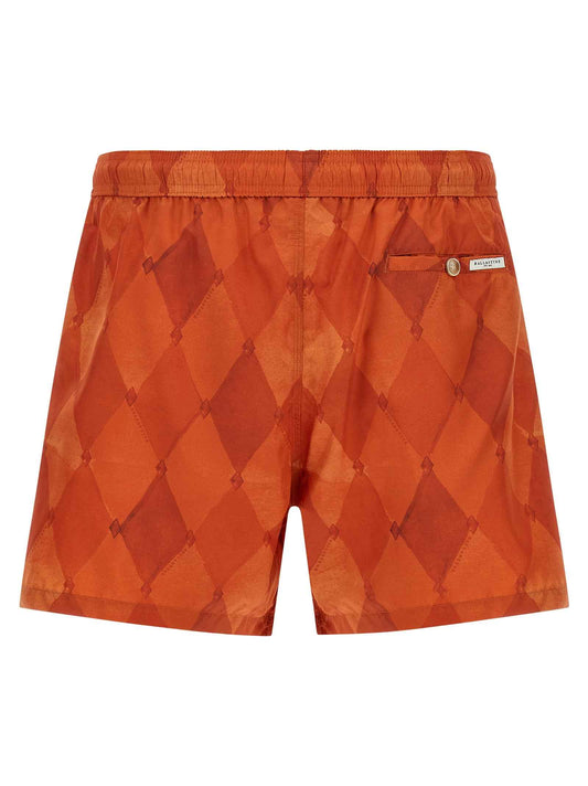 Orange Polyester Swim Shorts