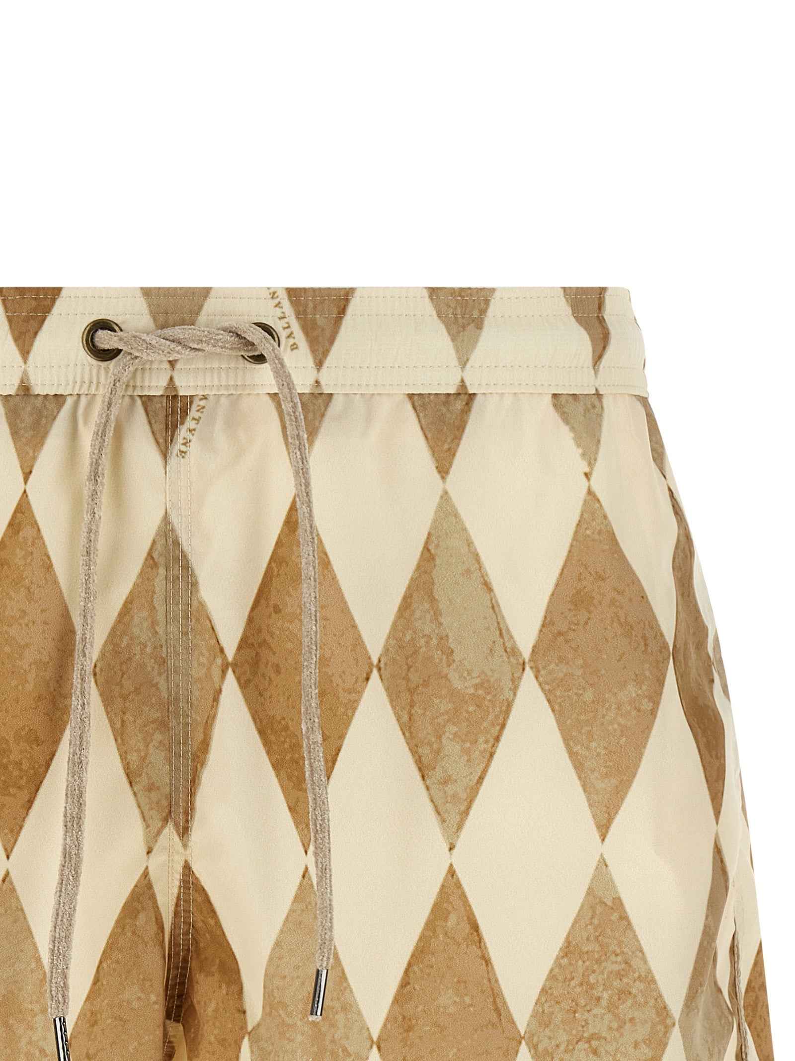 Beige Polyester Swim Shorts